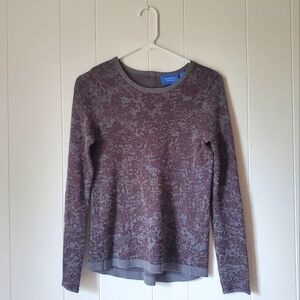 Simply Vera Vera Wang Stretch Sweater in gray and burgundy with metallic threads